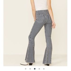 Show Me Your MuMu Striped Flare Jeans - Blue and White